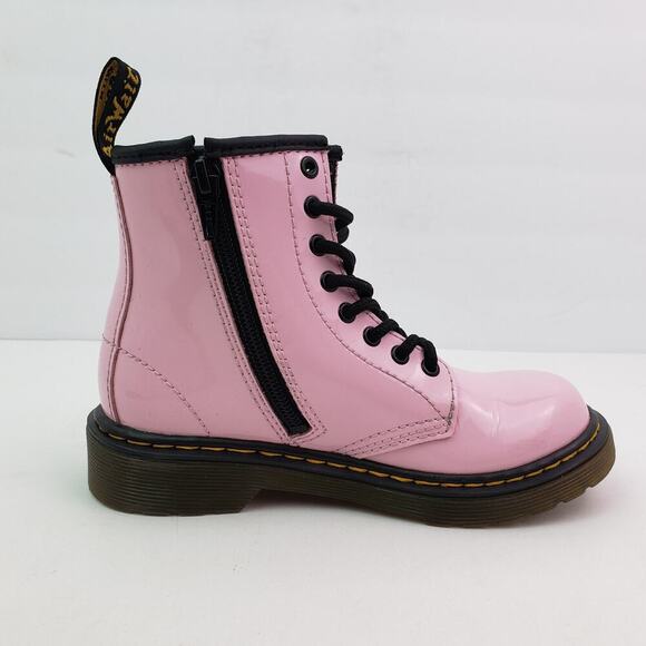 Dr Martens 1460 Girls Size 13 Pale Pink Patent Leather LaceUp Ankle Combat Boots - Picture 4 of 13